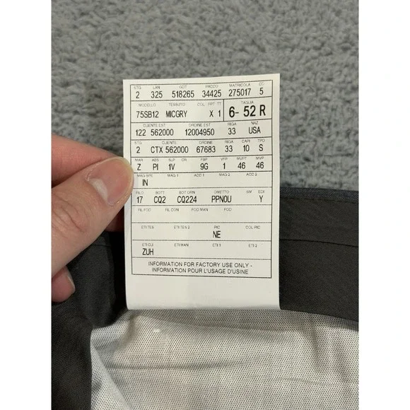 ERMENEGILDO ZEGNA Micronsphere Trousers 34x31 Gray Flat Front Dress Pants